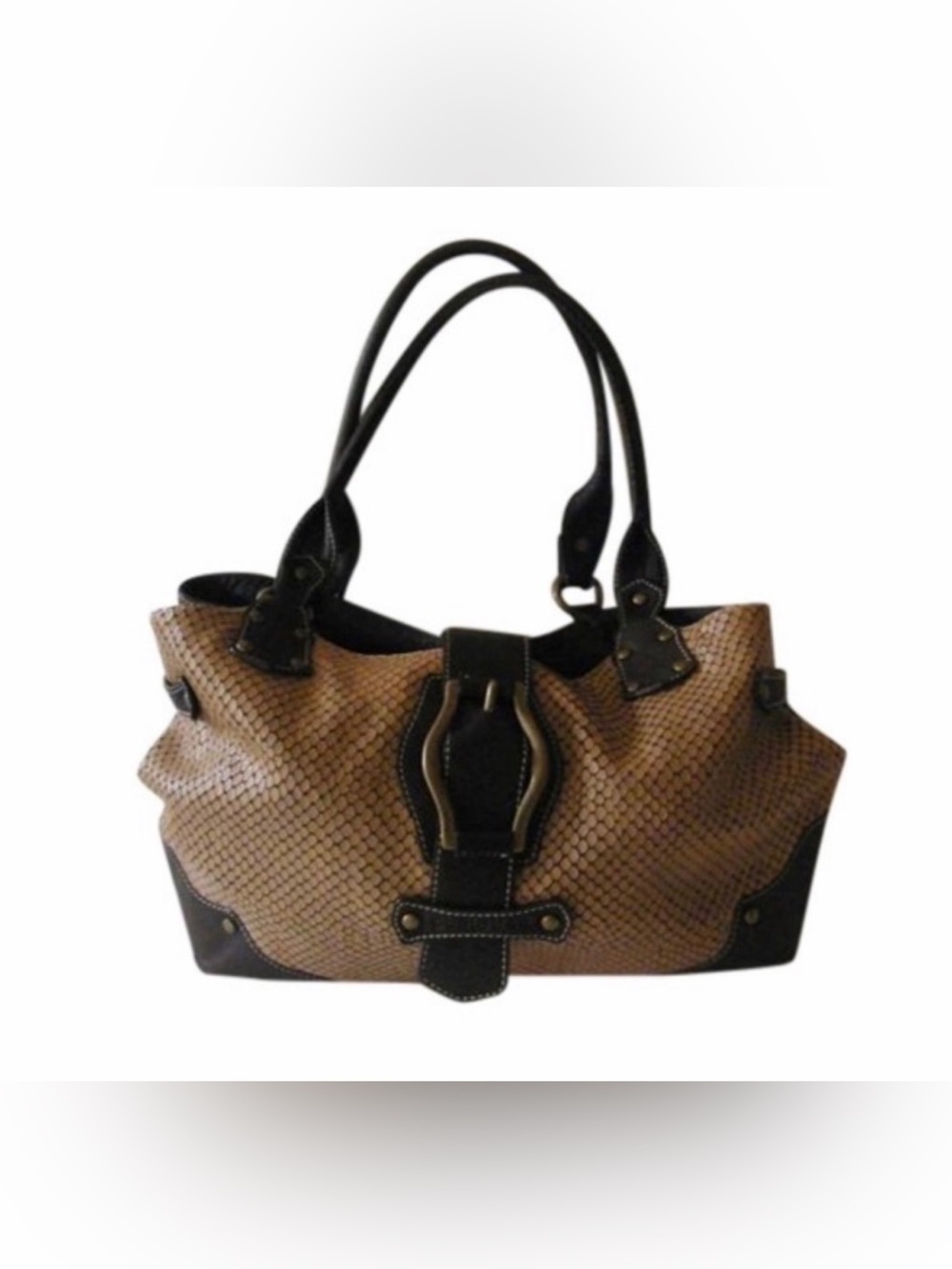 Puntotres Reptile Embossed Brown
Leather Hobo Bag Made In Spain
Vintage